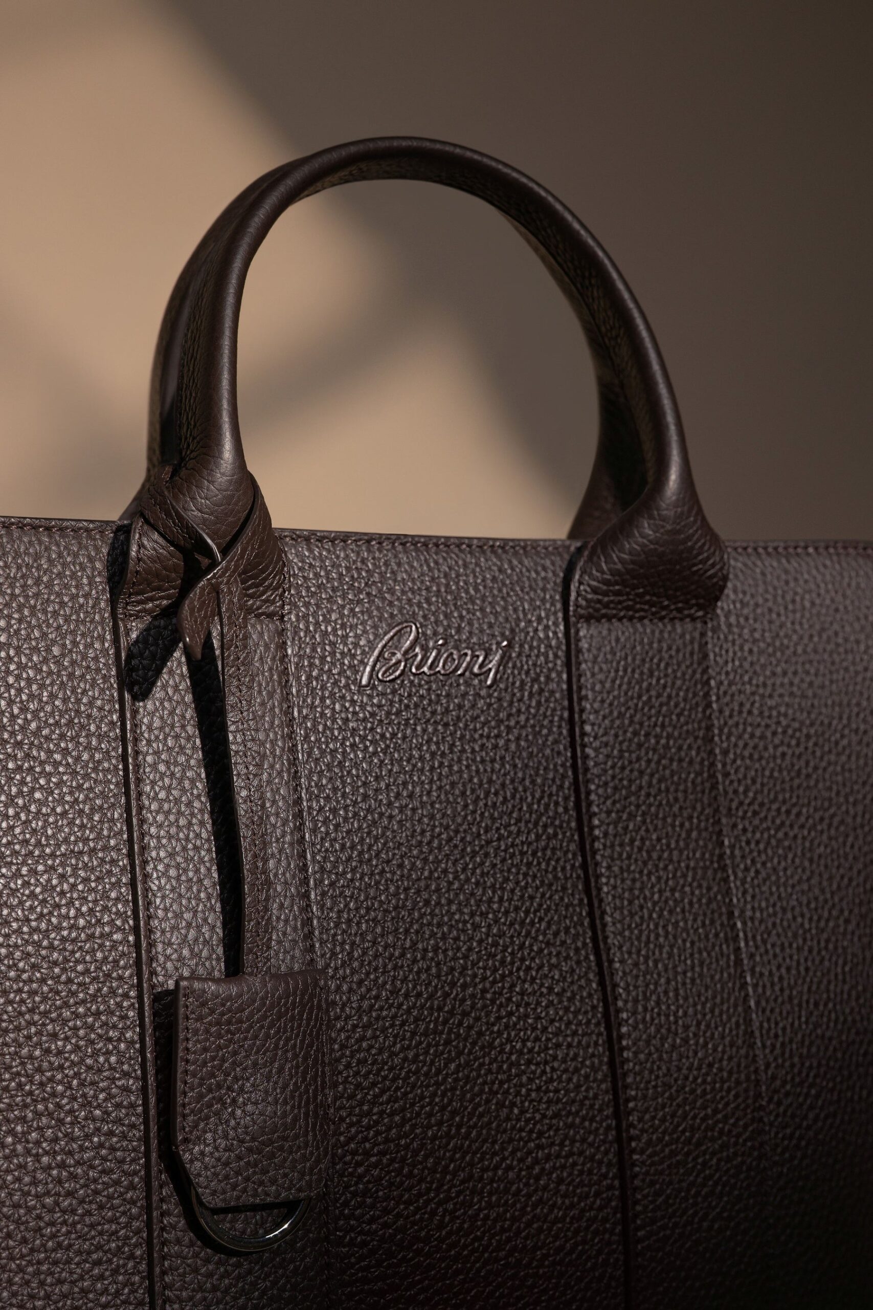 Close-up of Barberini leather and handle details