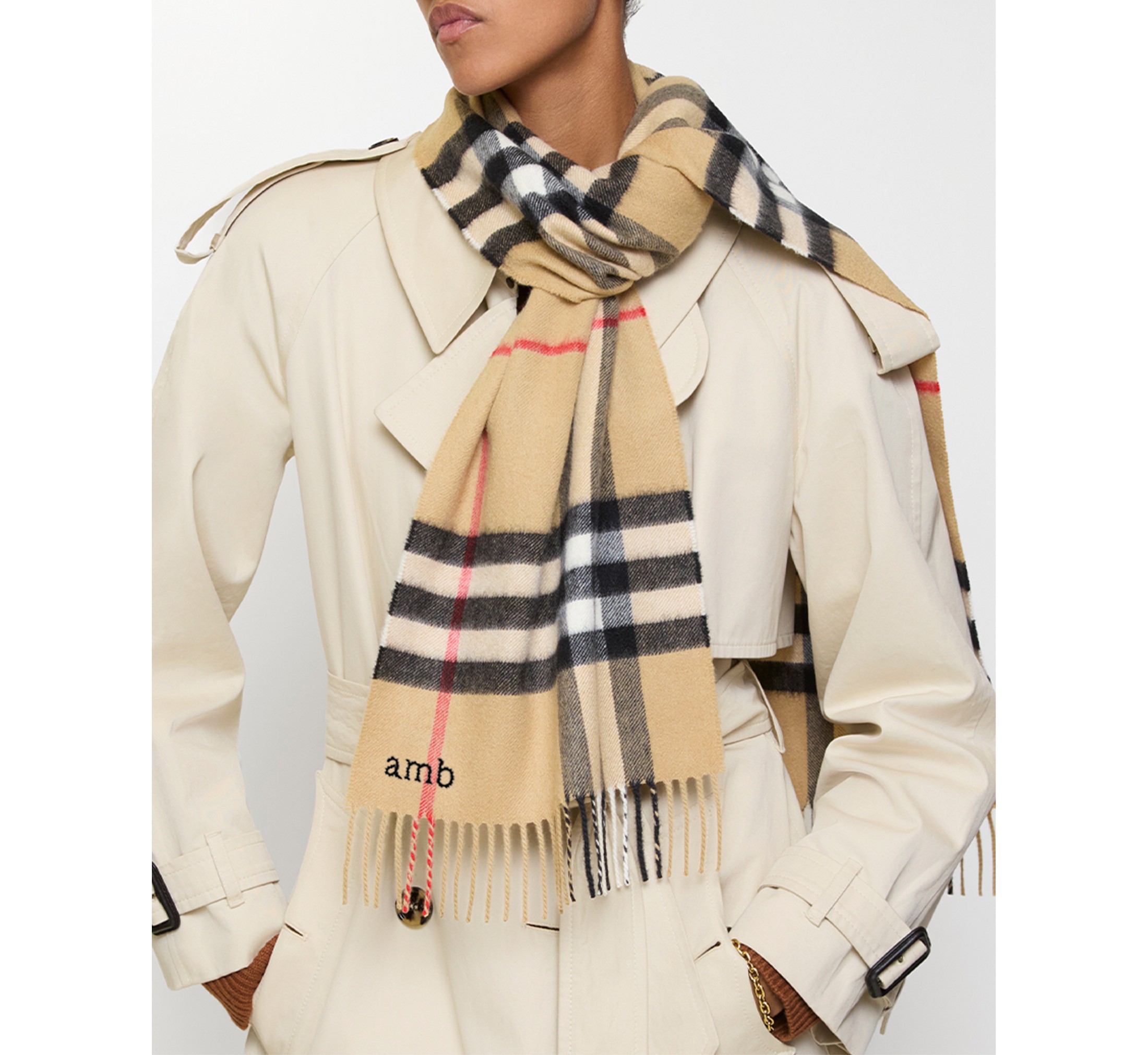 Burberry Check scarf with embroidered initials