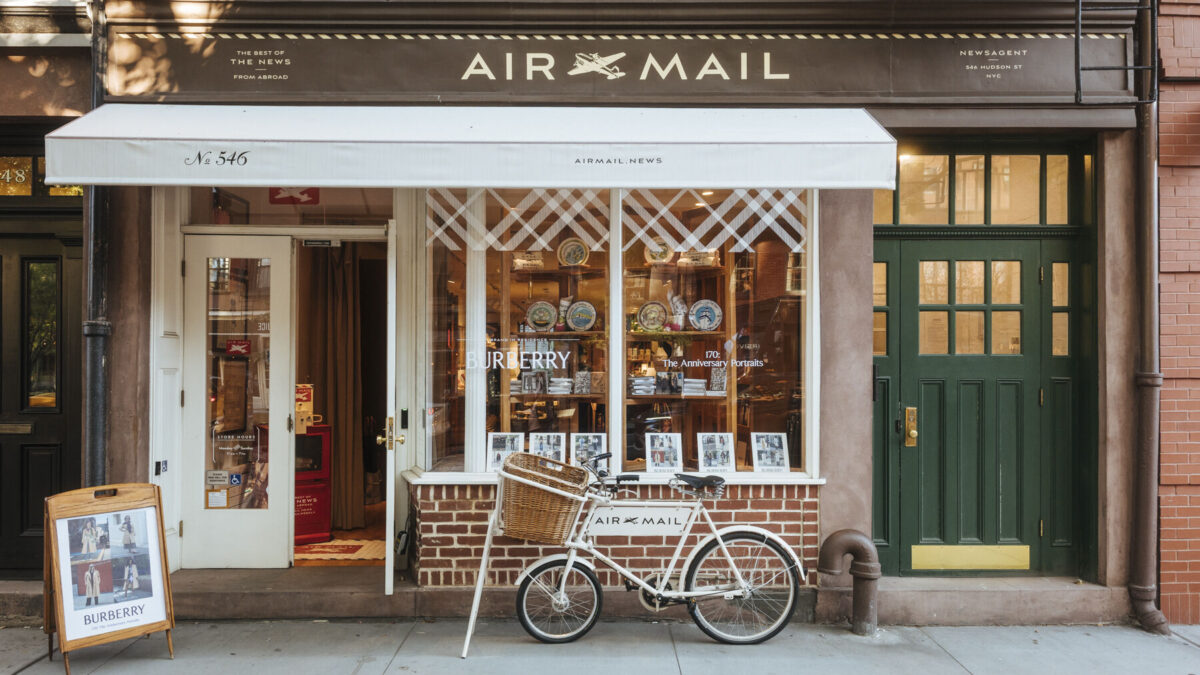 Burberry anniversary activation at the Air Mail Newsstand on Hudson Street