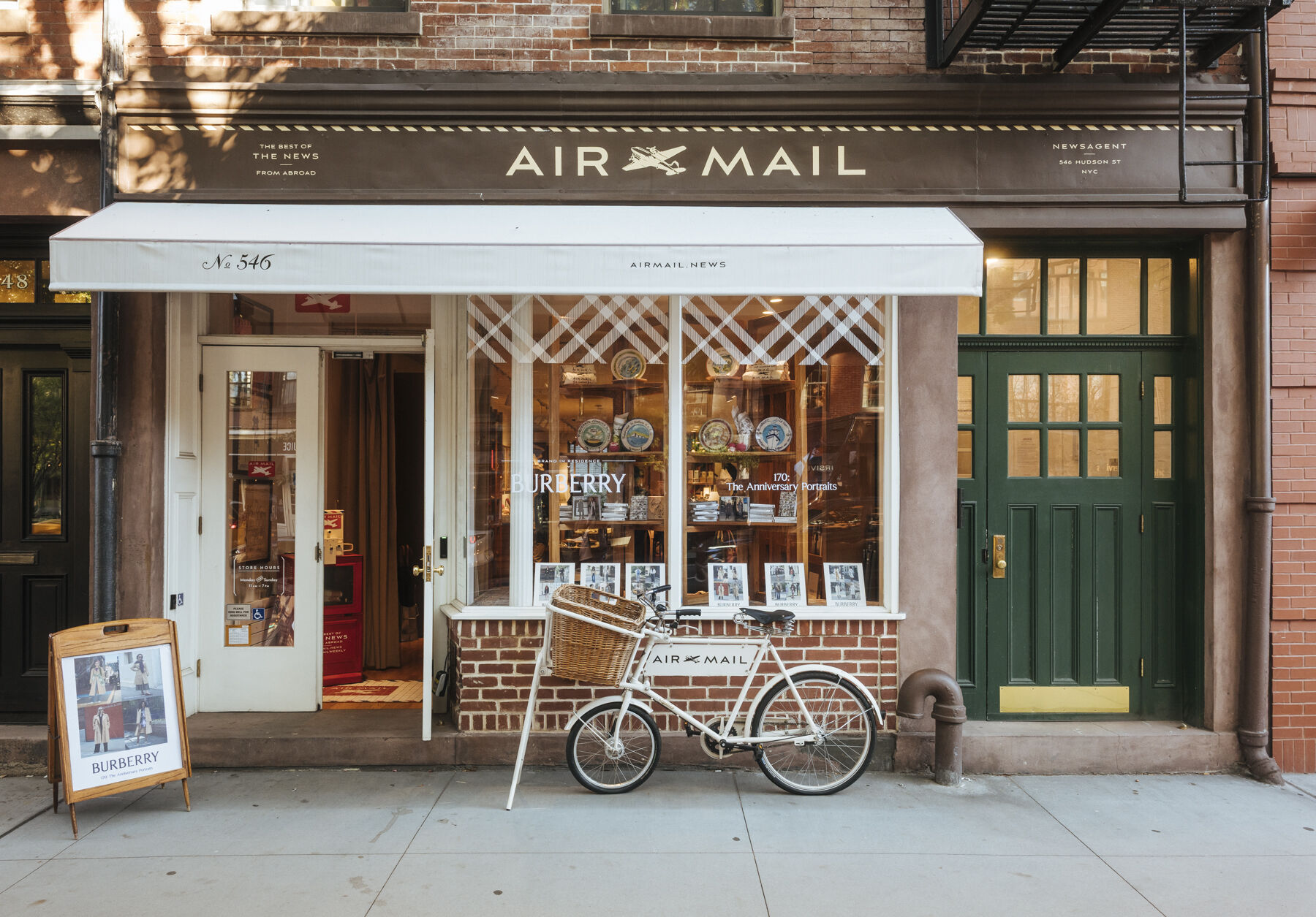 Burberry anniversary activation at the Air Mail Newsstand on Hudson Street