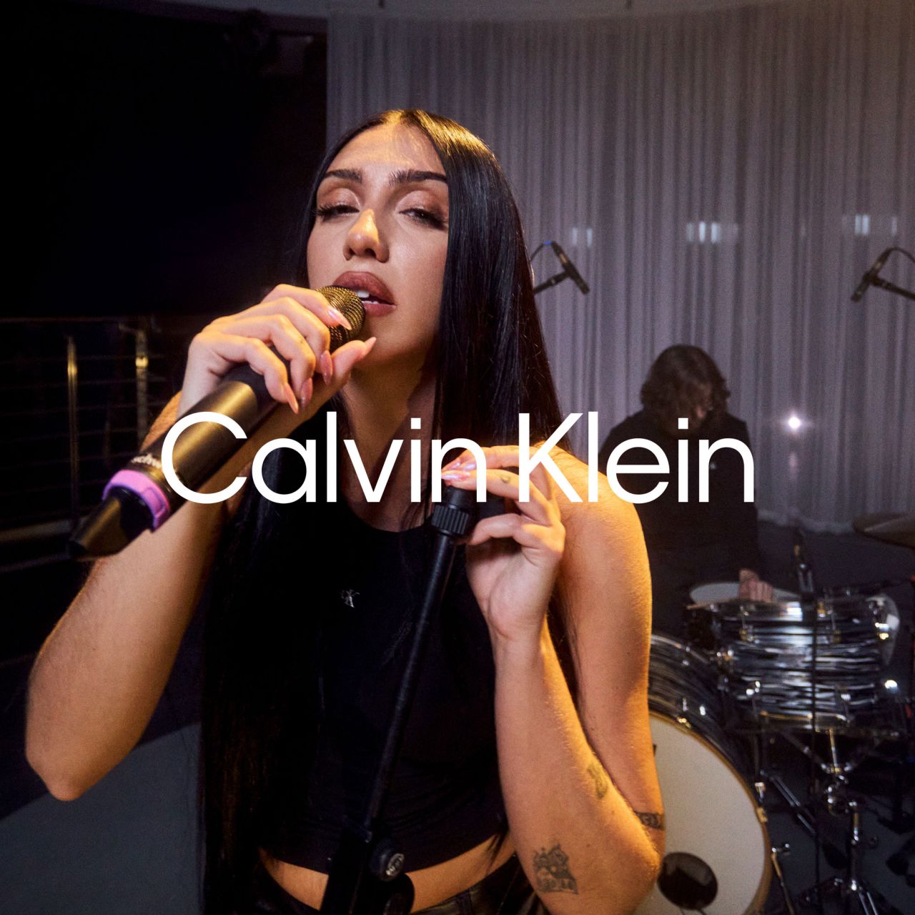 Lola Lourdes Leon performing in Calvin Klein campaign imagery