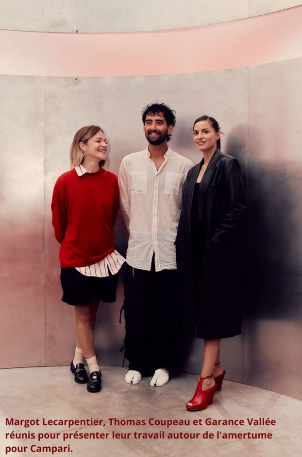 Margot Lecarpentier, Thomas Coupeau and Garance Vallée at Campari's Amer Design Lab