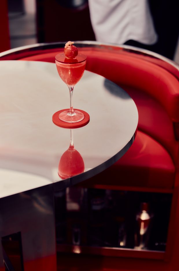A cocktail creation presented during Campari's Paris design event
