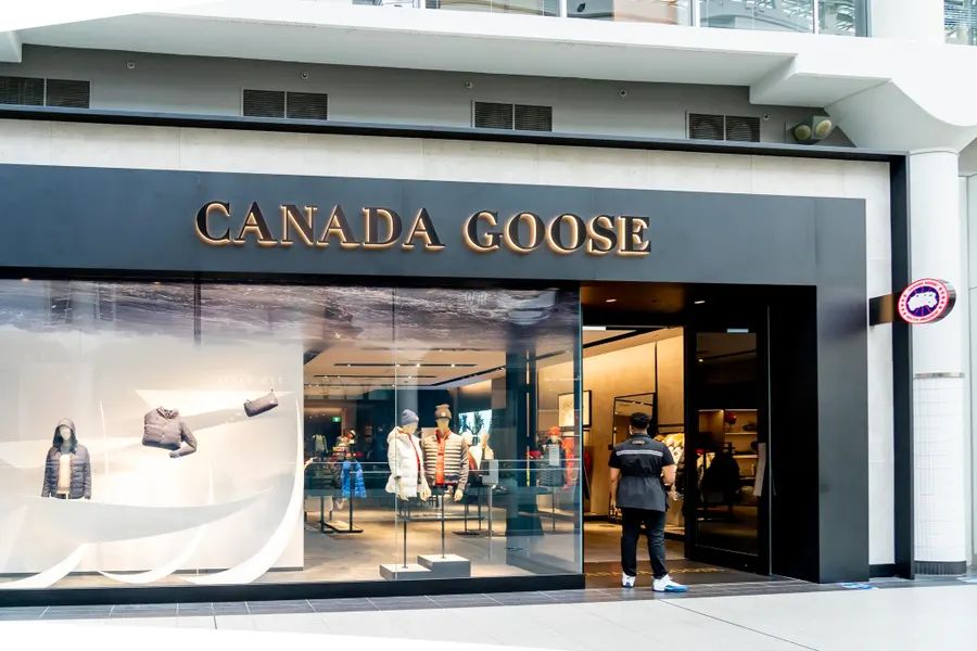 Canada Goose storefront shown with the company's commerce migration announcement; illustrative image