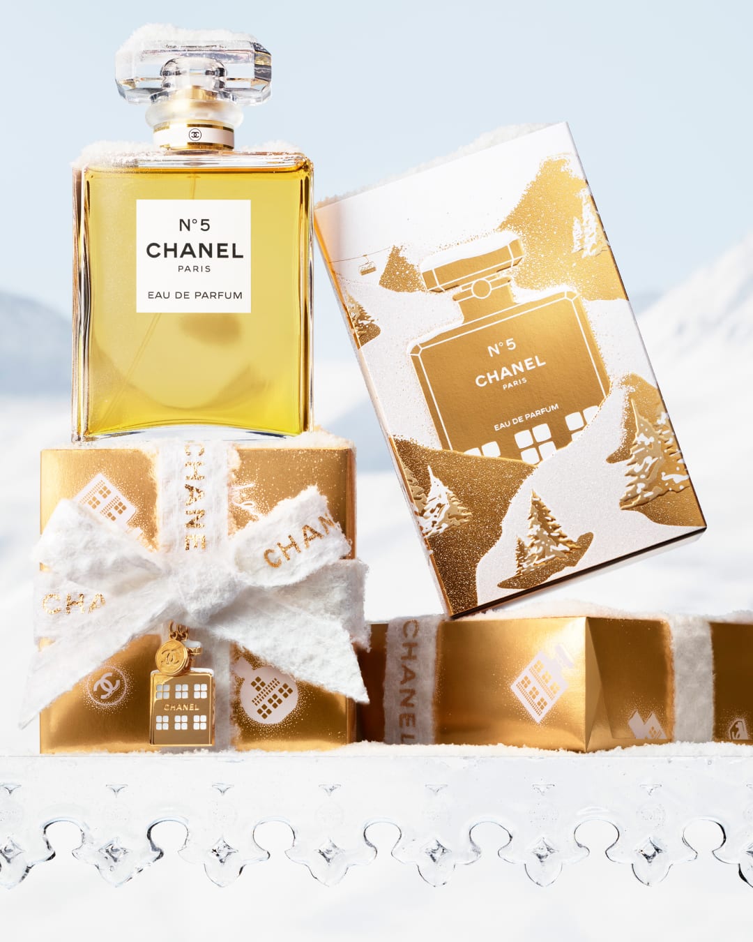 CHANEL fragrance bottles and holiday gifts