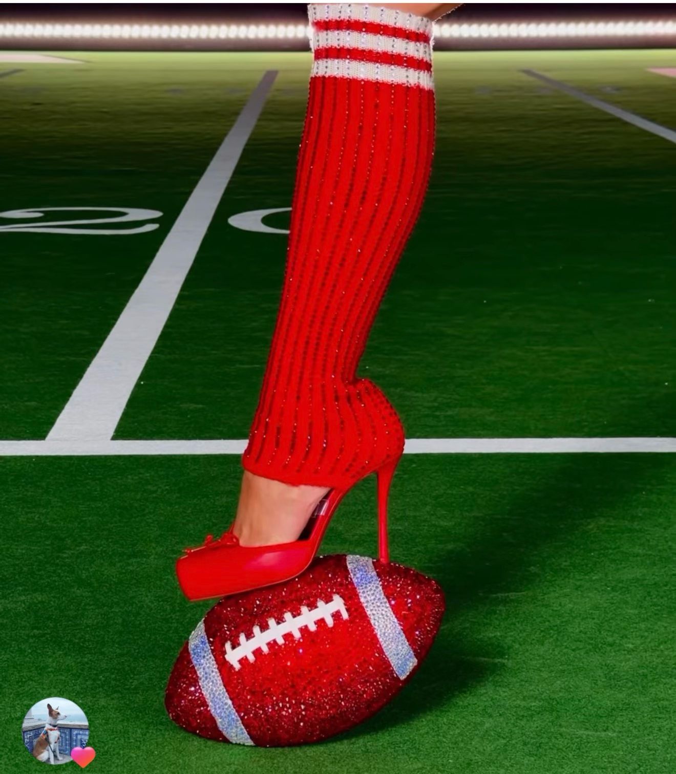 Archival 2025 Louboutin shoe and football-themed styling