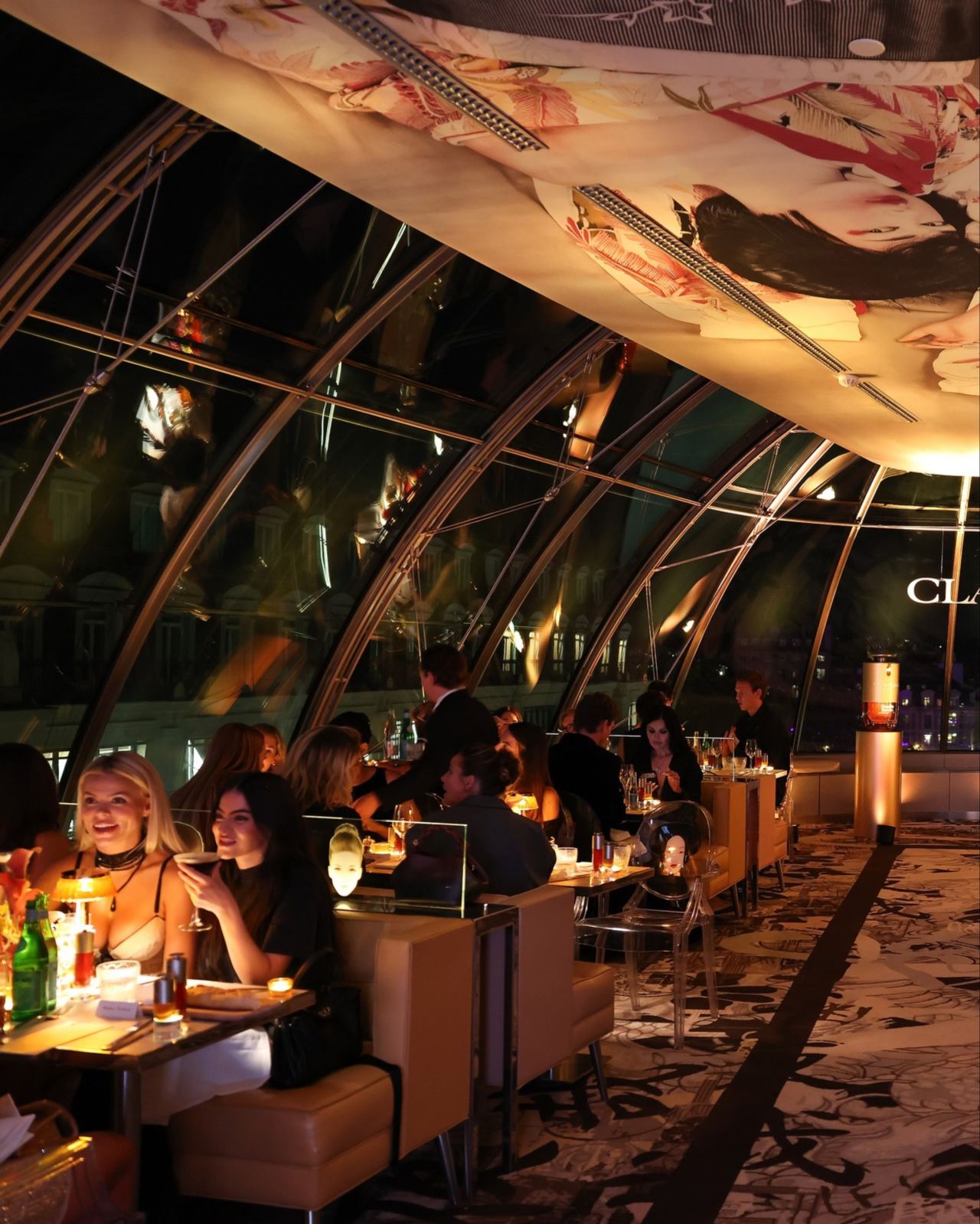 Clarins-branded dining room at KONG in Paris