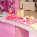 Pink K-Beauty Clubhouse product-discovery installation, photograph 3