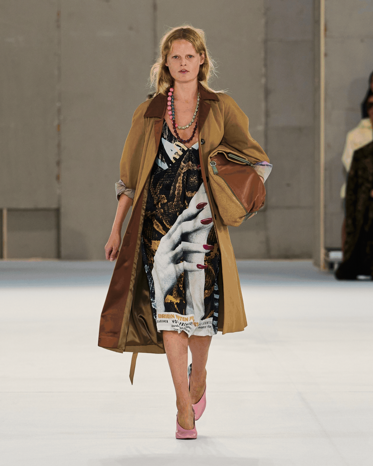 Animated runway view of a printed and layered Dries Van Noten Spring Summer 2027 look