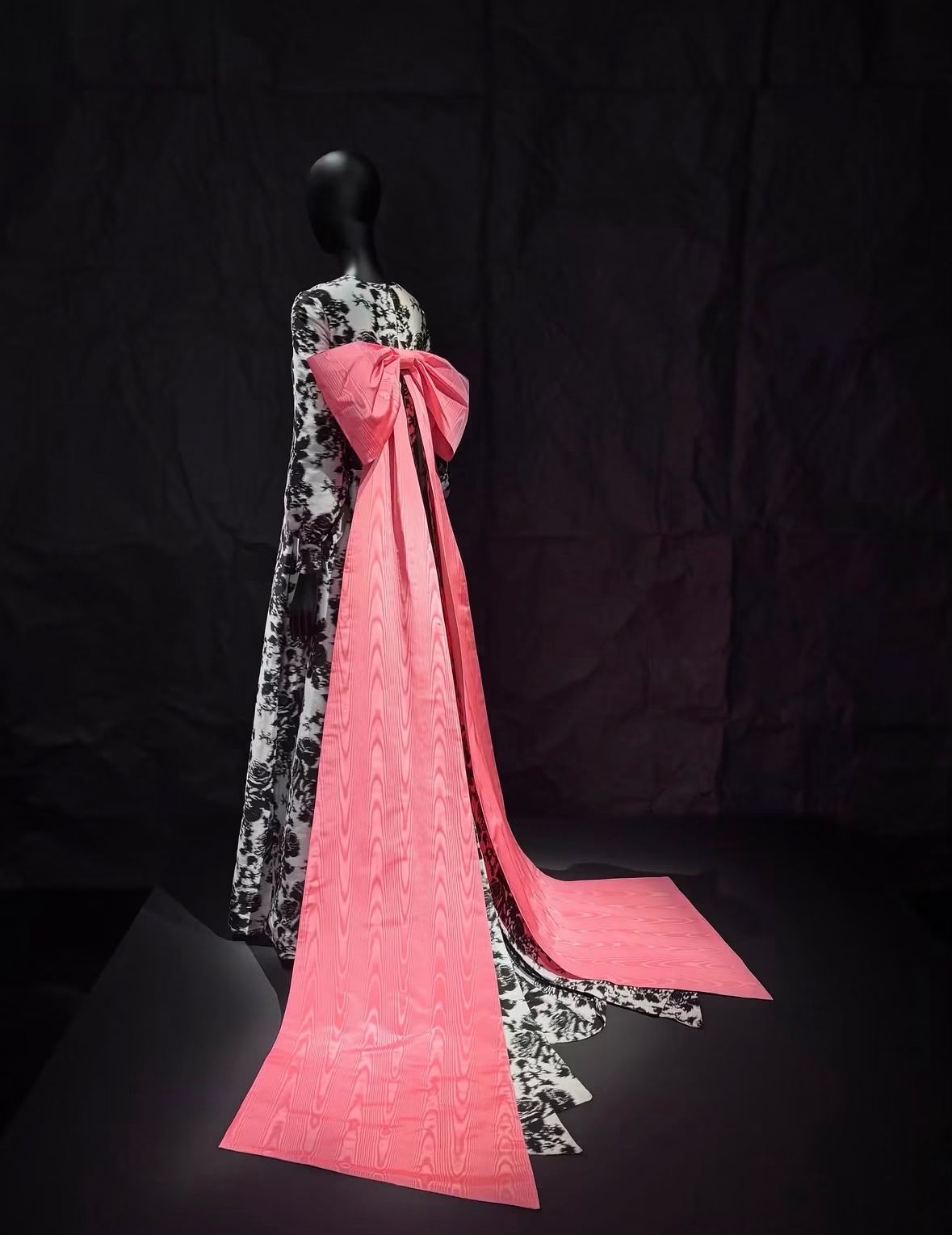 Floral ERDEM dress with a long pink draped panel