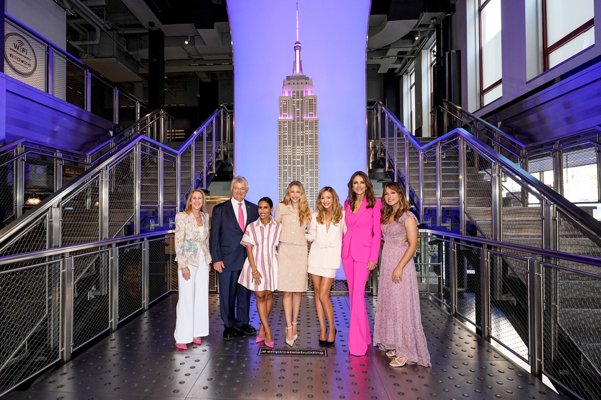 Participants at the Empire State Building’s breast cancer awareness illumination ceremony