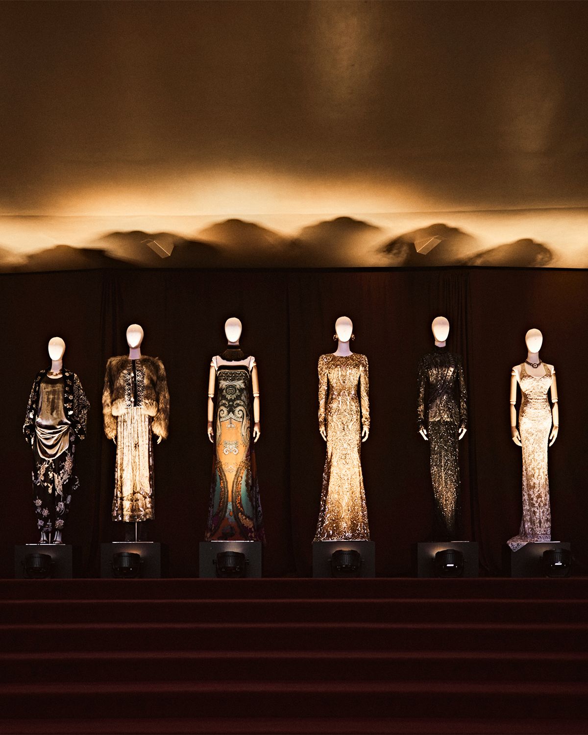 Archive looks displayed for Etro’s anniversary event