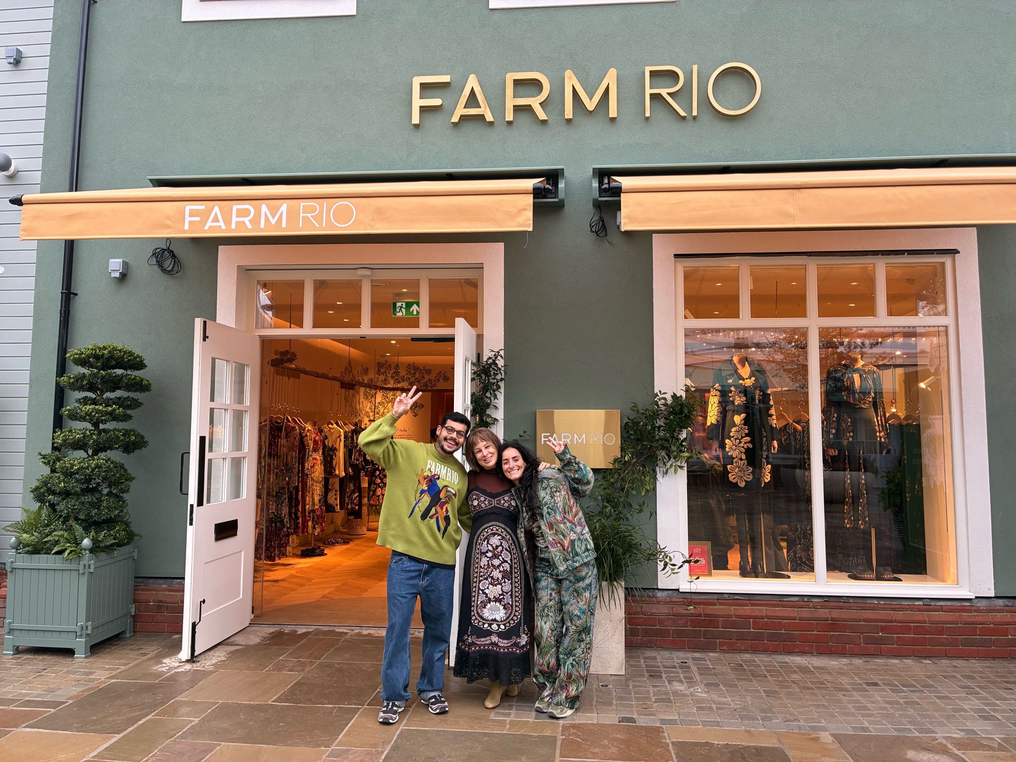 Two people outside FARM Rio Bicester Village