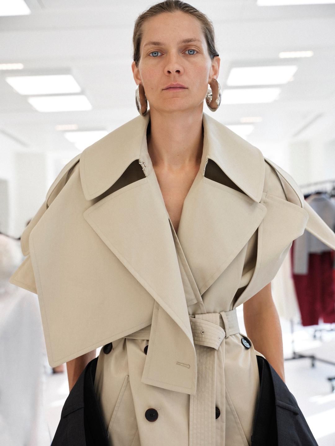 Givenchy Summer 2027 model in reworked light-colored trench