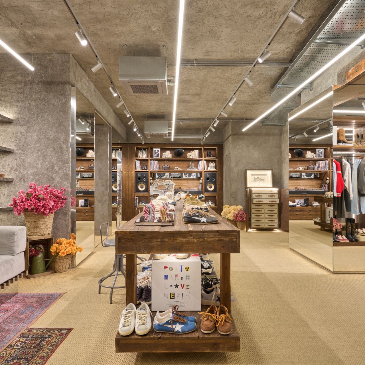Golden Goose Via del Babuino flagship footwear and apparel displays