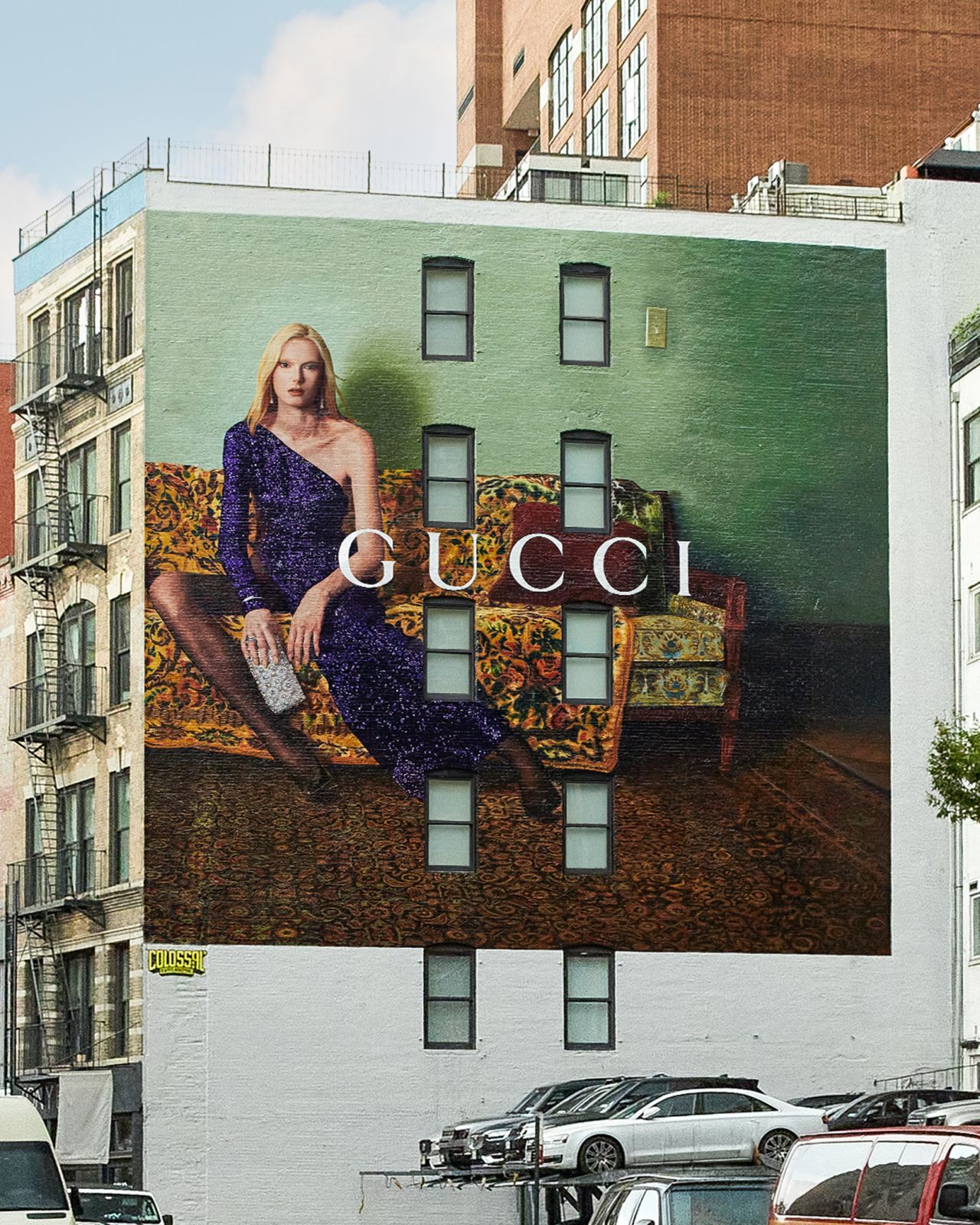 Gucci Primavera Art Wall displayed on an urban building, photograph 2
