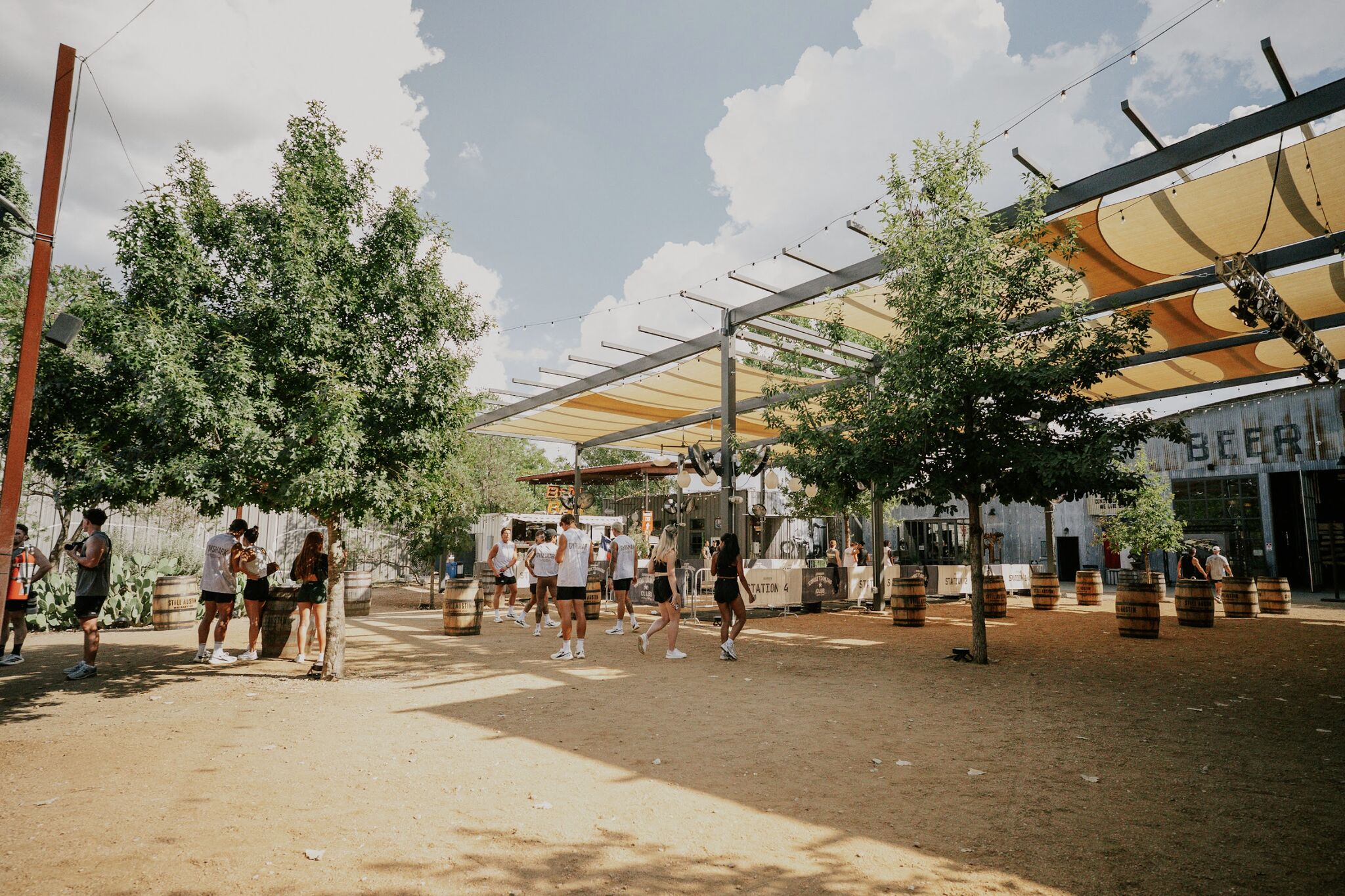 Outdoor gathering area at Gymshark’s Austin Conditioning Club