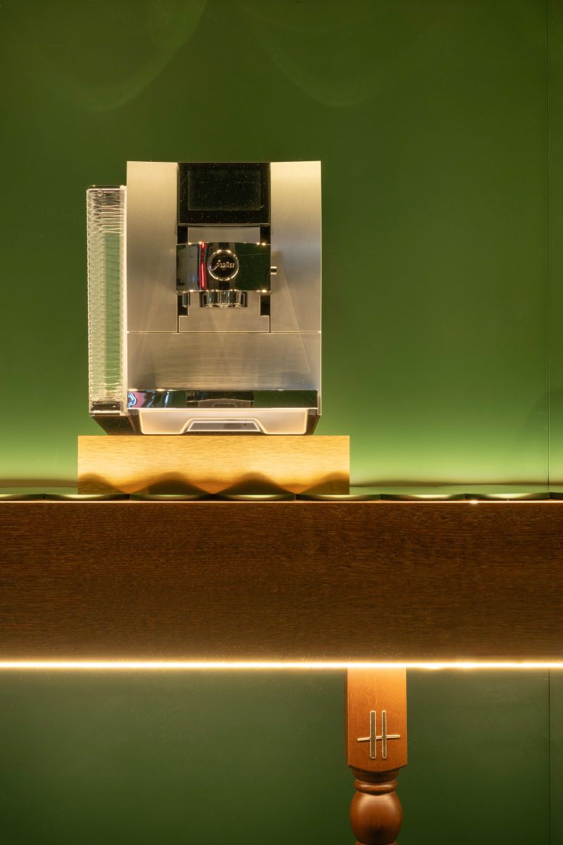 Harrods Technology Month green window display with walnut-finished conveyor ribbon, photograph 3