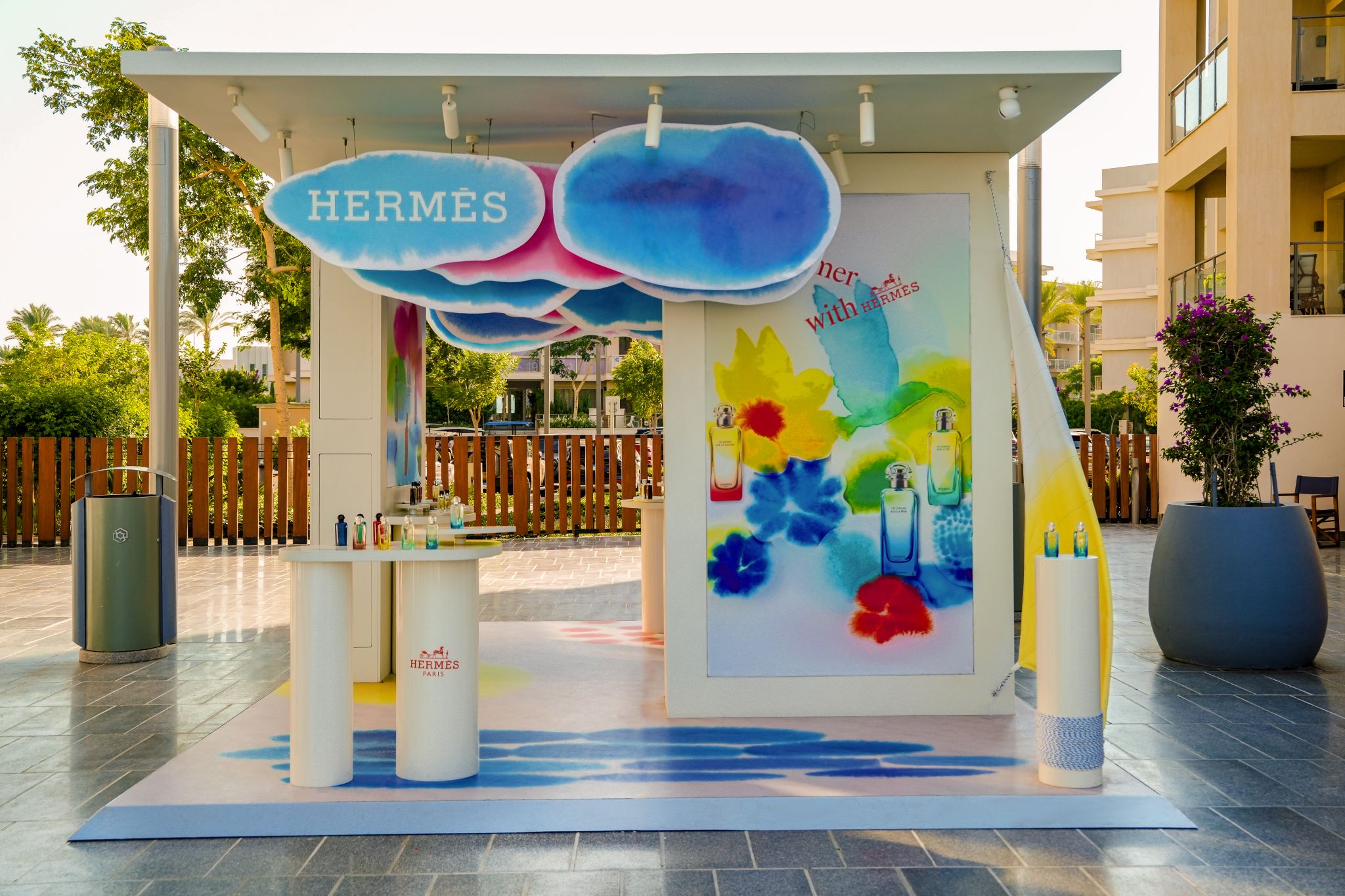 Hermès fragrance activation and surrounding North Coast setting