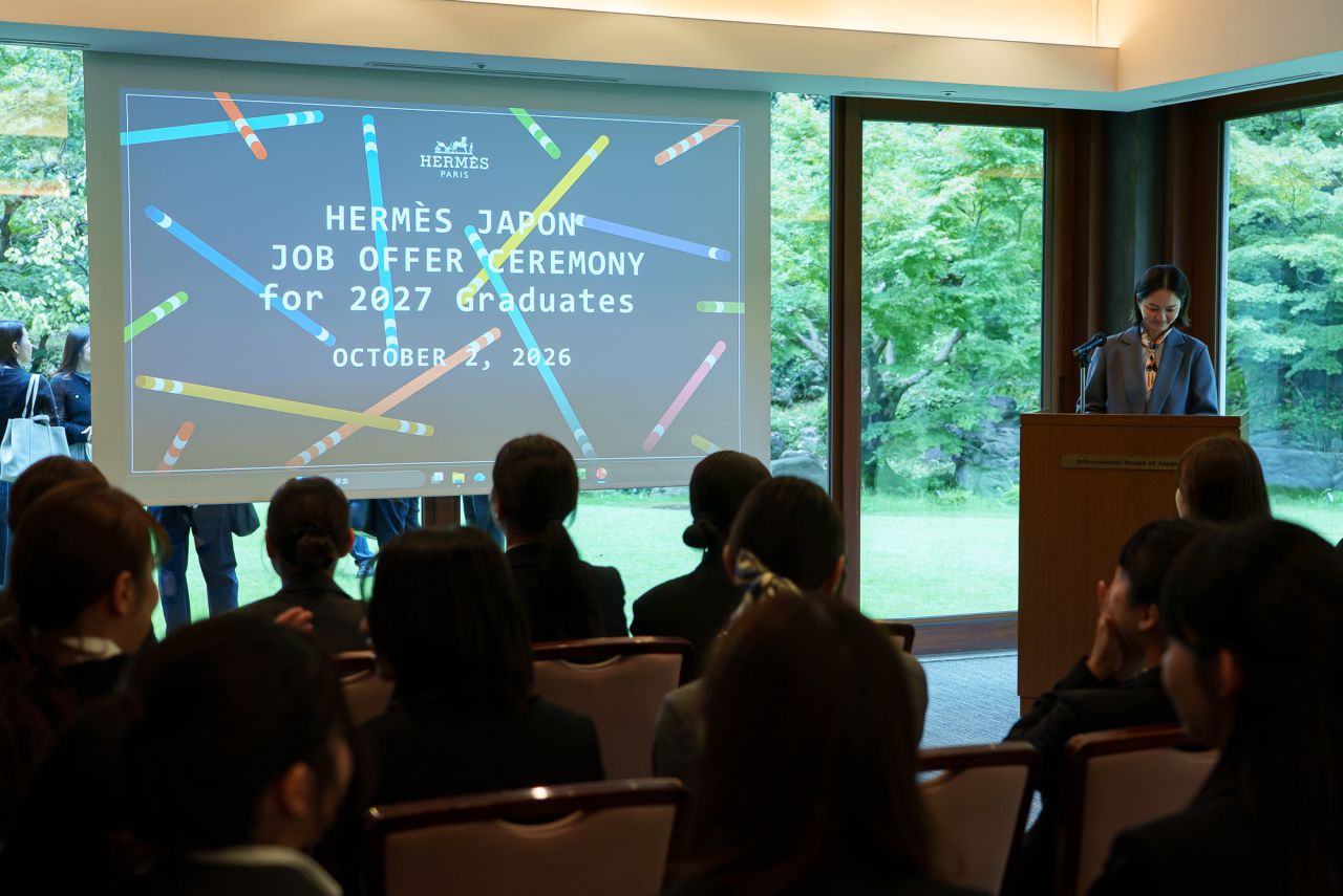 Presentation during the Hermès Japan recruitment programme ceremony