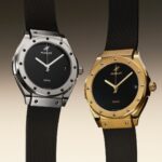 Hublot Classic Fusion Tributo watches in white gold and yellow gold with black straps