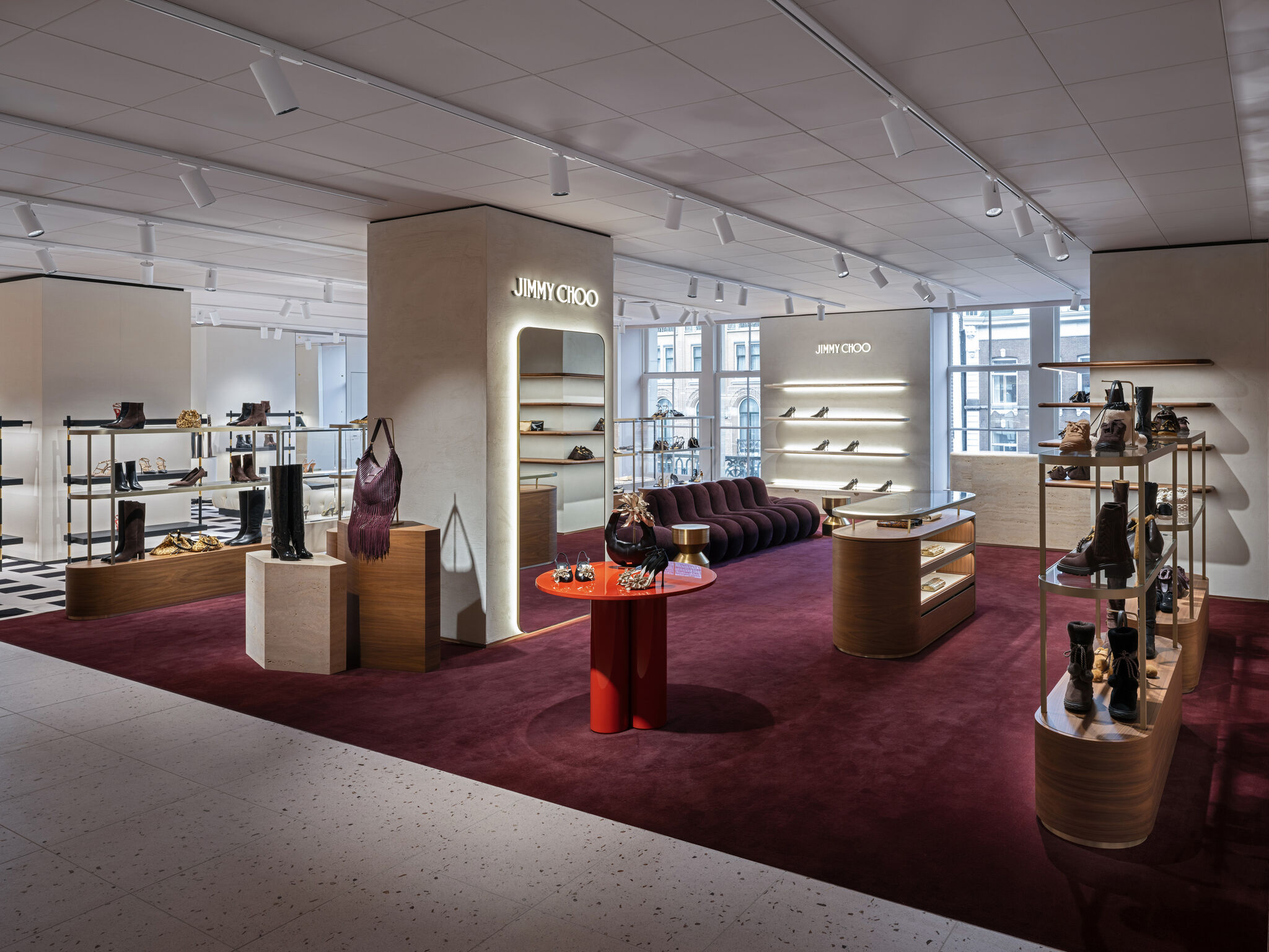 Wide view of Jimmy Choo’s store within de Bijenkorf Amsterdam