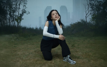 JISOO in Salomon's IN THE OPEN campaign in a misty Seoul landscape