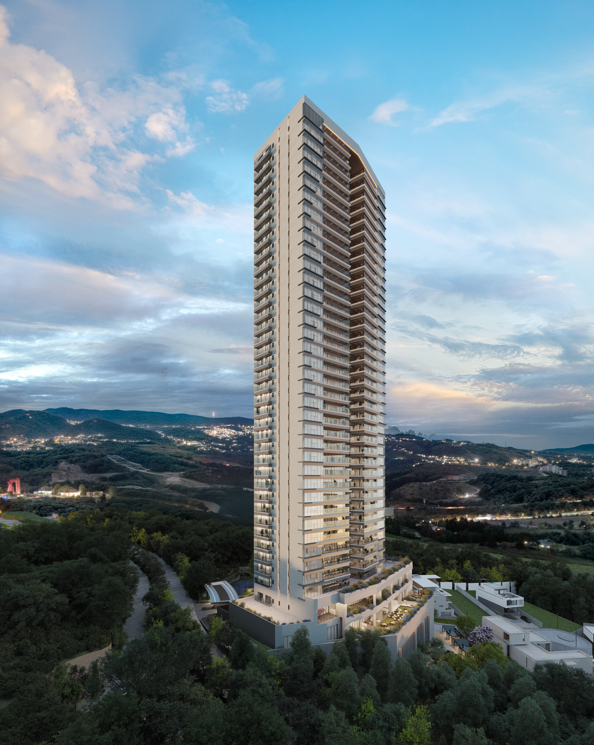 Proposed KARL LAGERFELD Residences Bosque Real tower rendering