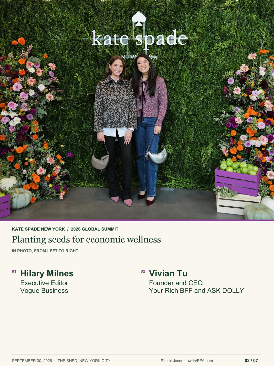 Hilary Milnes and Vivian Tu at the Kate Spade mental-health summit