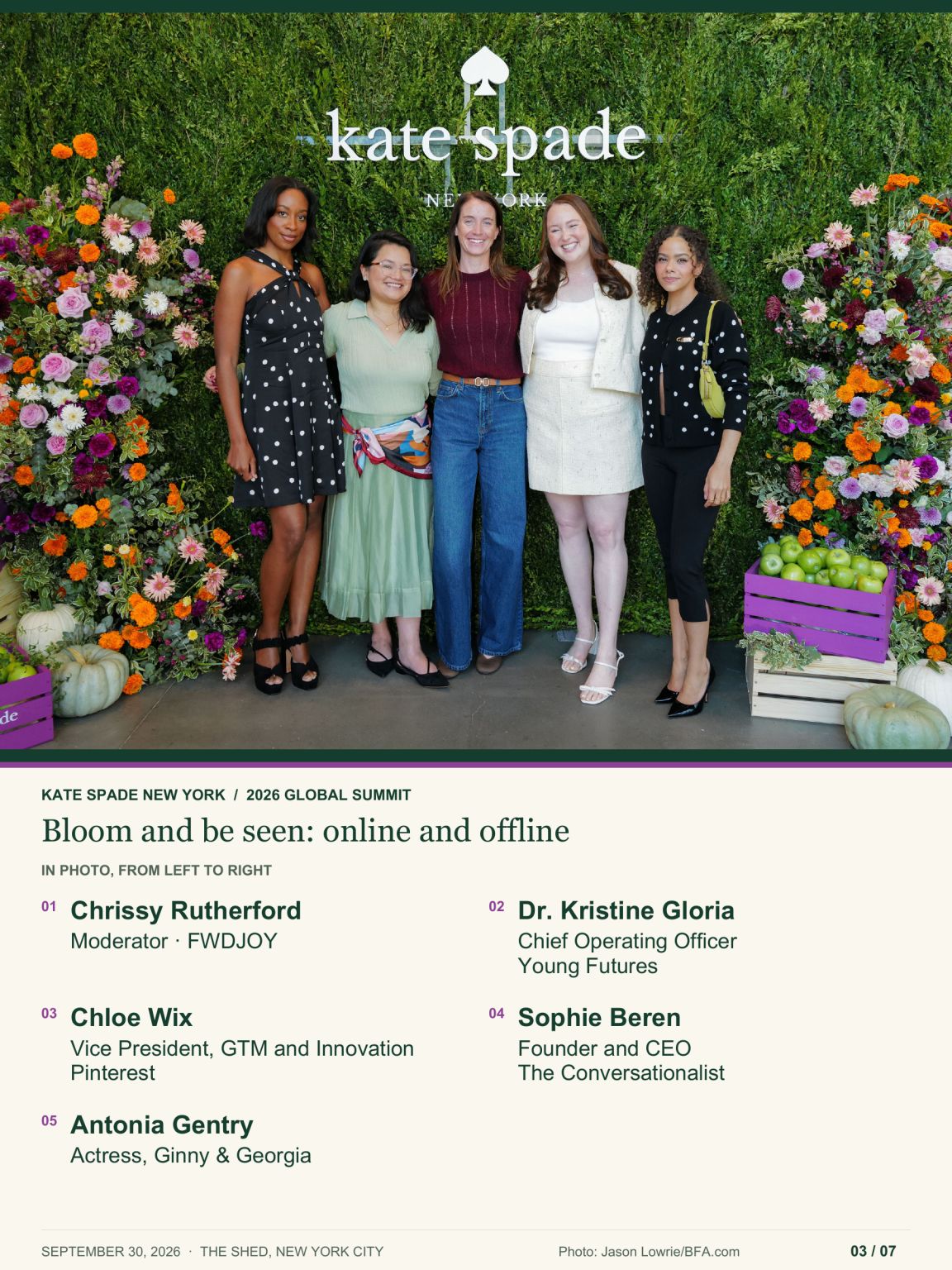 Panel participants at Kate Spade’s 2026 Global Summit