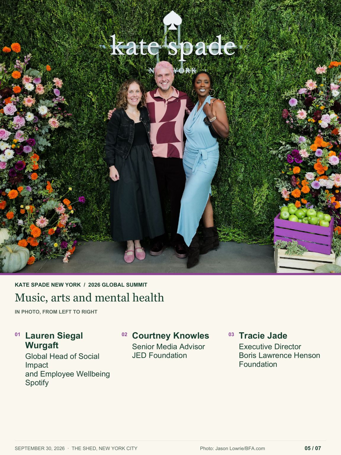 Music, arts and mental-health speakers at the Kate Spade summit