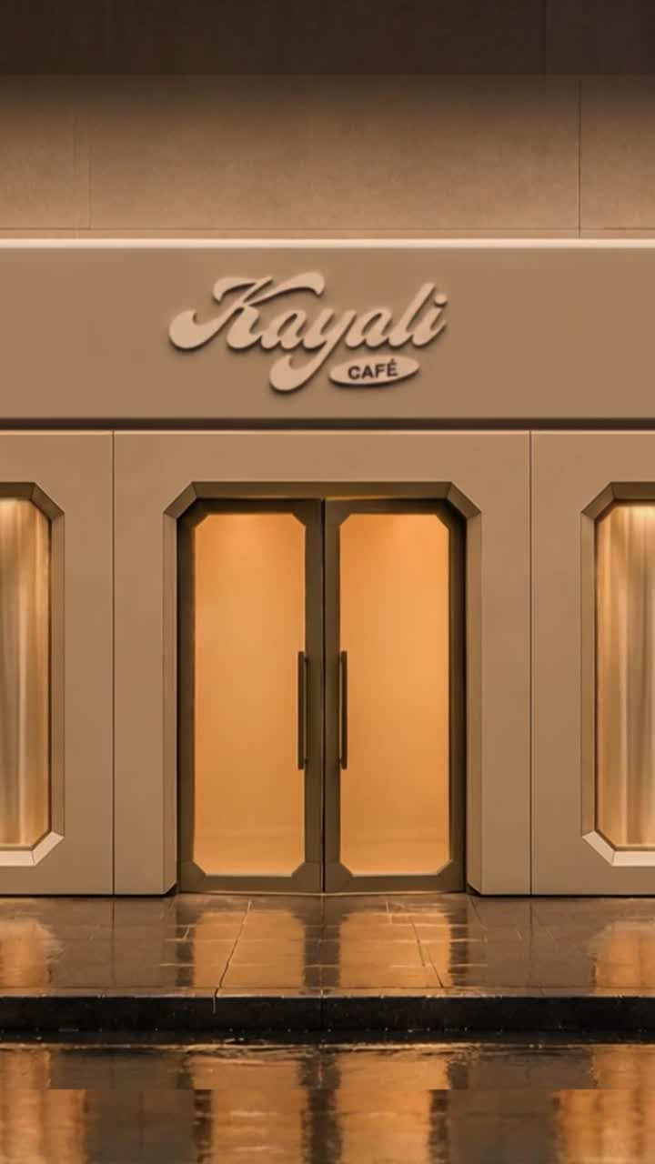 KAYALI café-themed doorway from the Yum Vanilla Cupcake source video