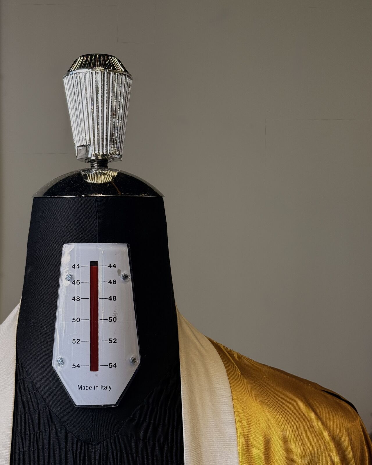 Tailor's dress form with a Made in Italy sizing gauge