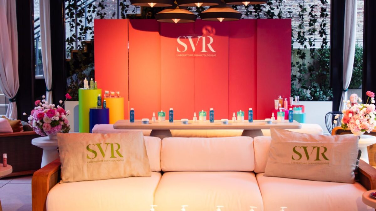 Laboratoire SVR product displays and branded lounge at its New York U.S. launch event