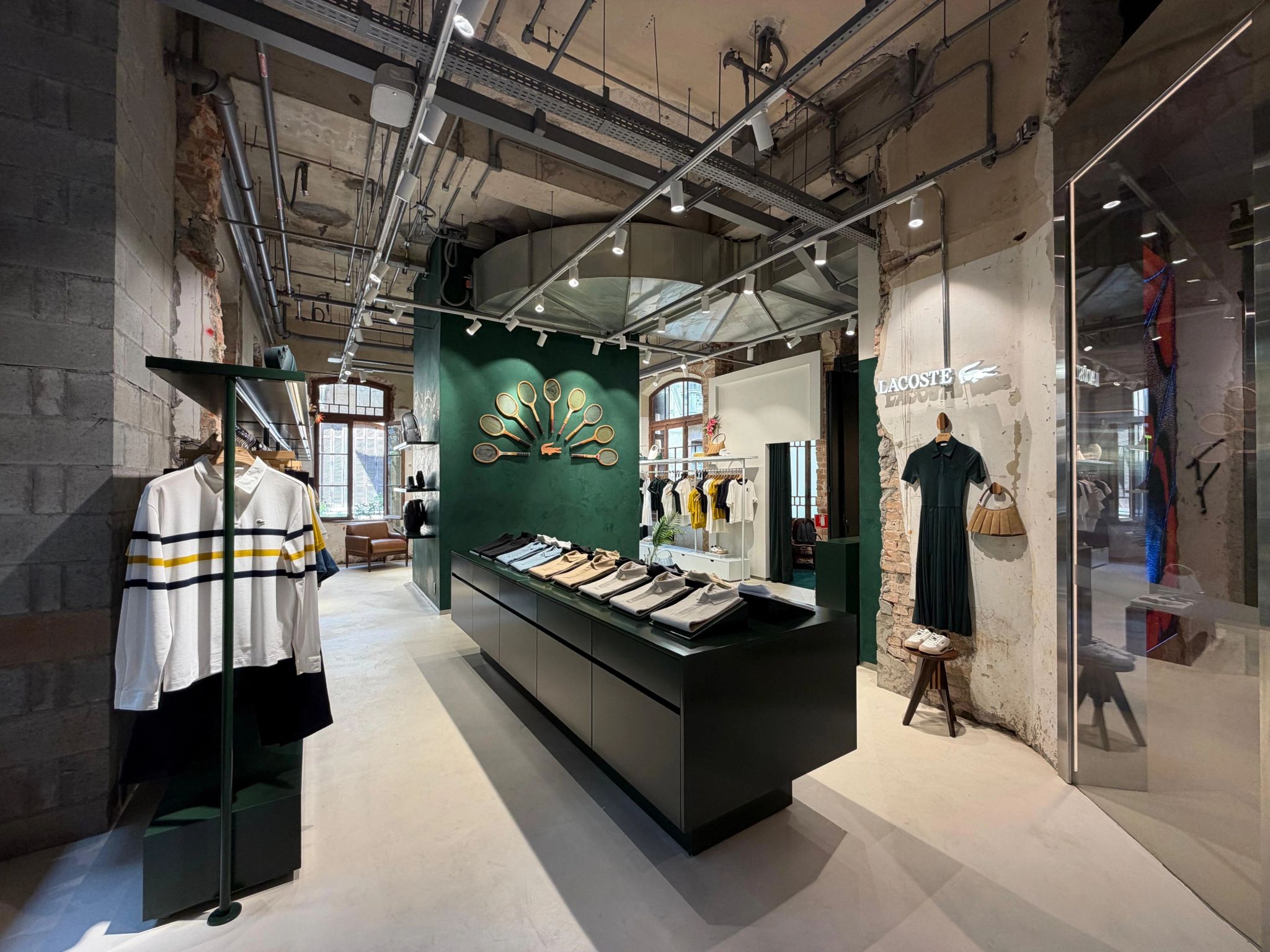 Interior view of the Lacoste store at Mata Lab in São Paulo