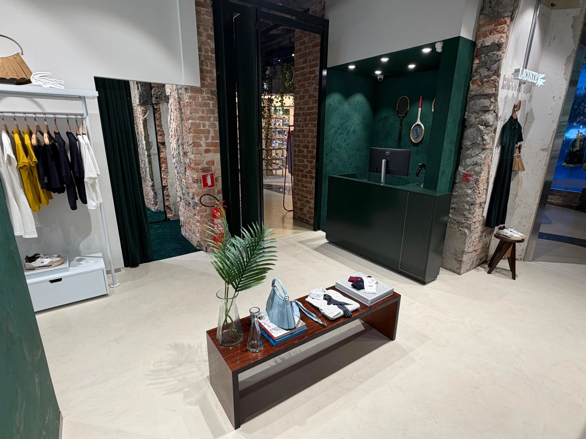 Interior view of the Lacoste store at Mata Lab in São Paulo