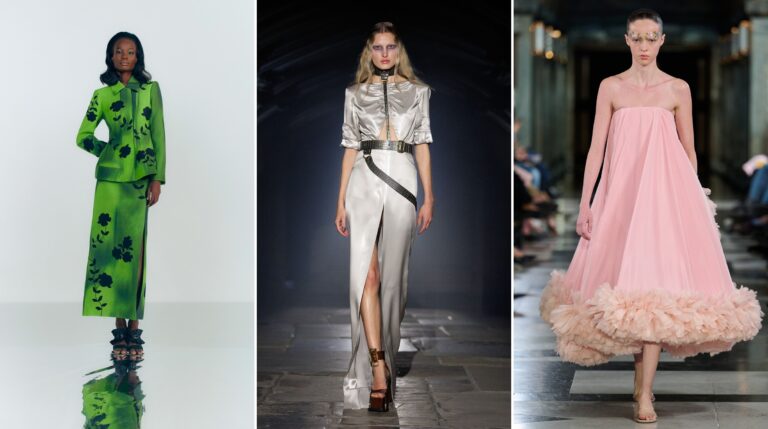 London SS27 runway looks from Patrick McDowell, Alexander McQueen and Simone Rocha, left to right
