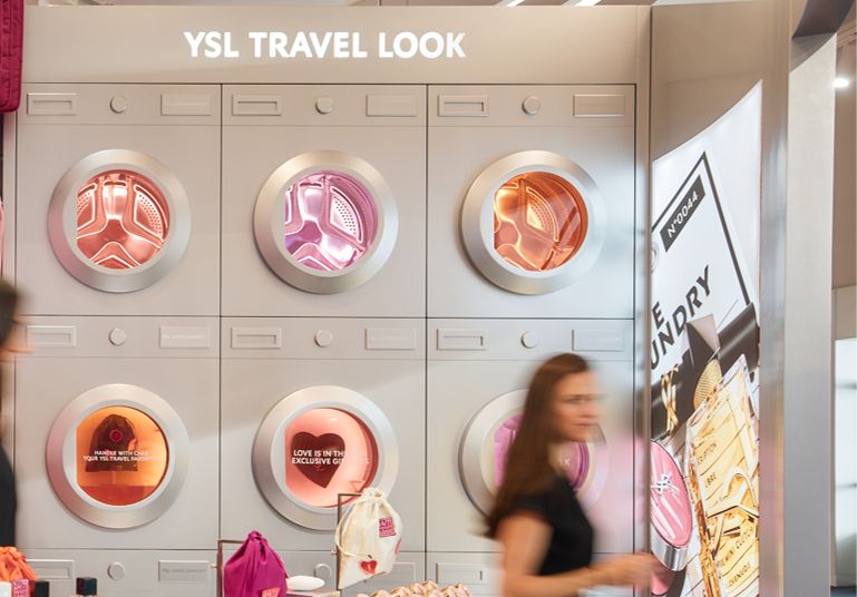YSL Beauty Travel Look display at the L’Oréal travel-retail showcase