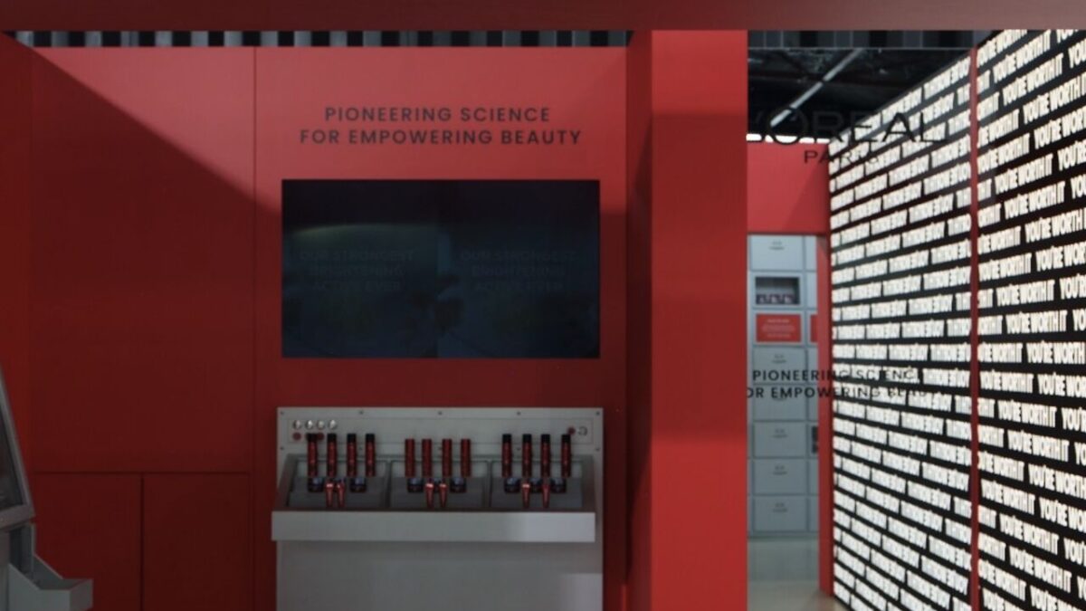 Red-and-silver Worth It Lab installation at the Chemist Warehouse Showcase
