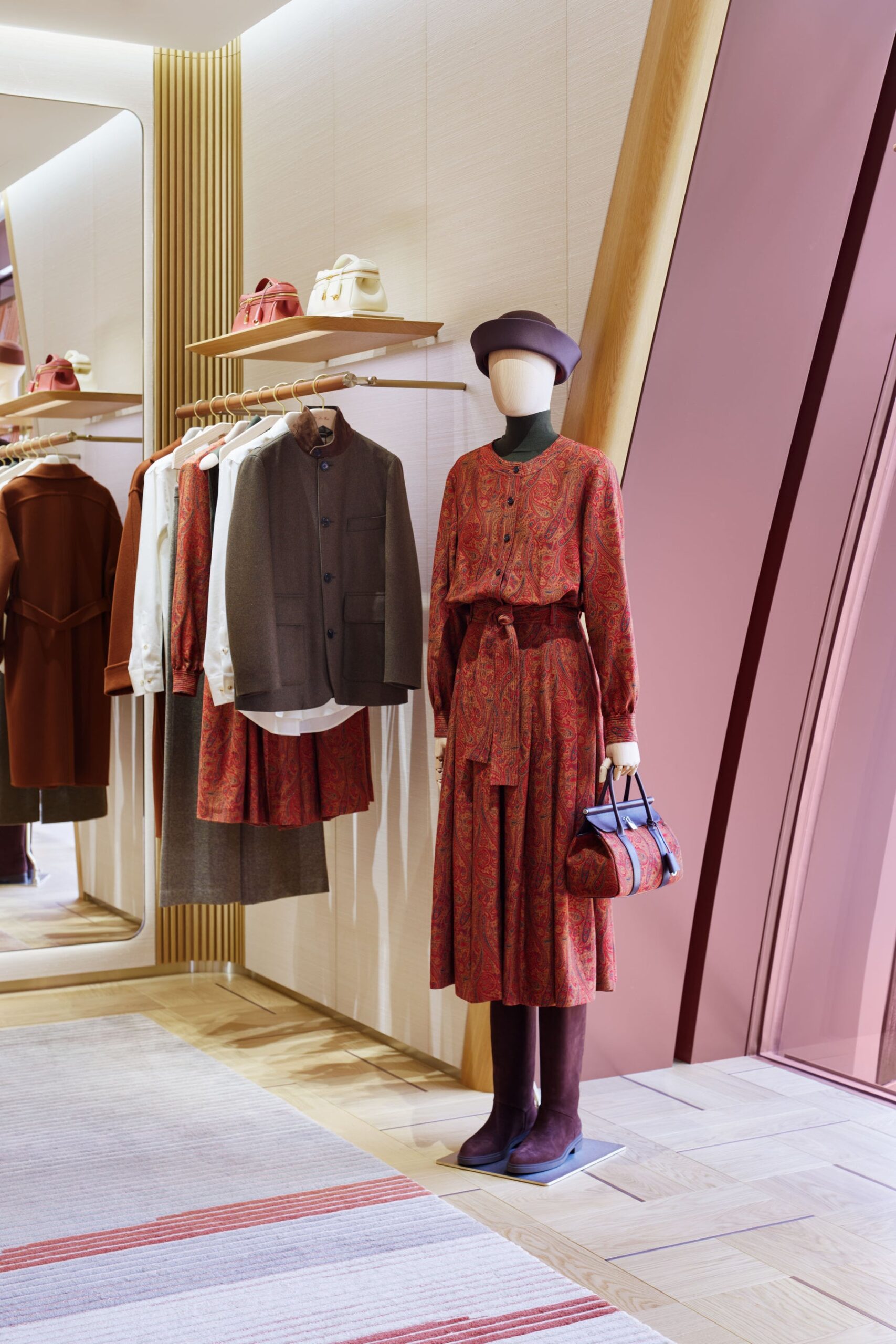 Womenswear display at Loro Piana’s Omotesando flagship