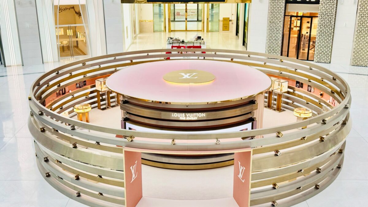 Circular Louis Vuitton fine jewelry pop-up at Place Vendôme Doha