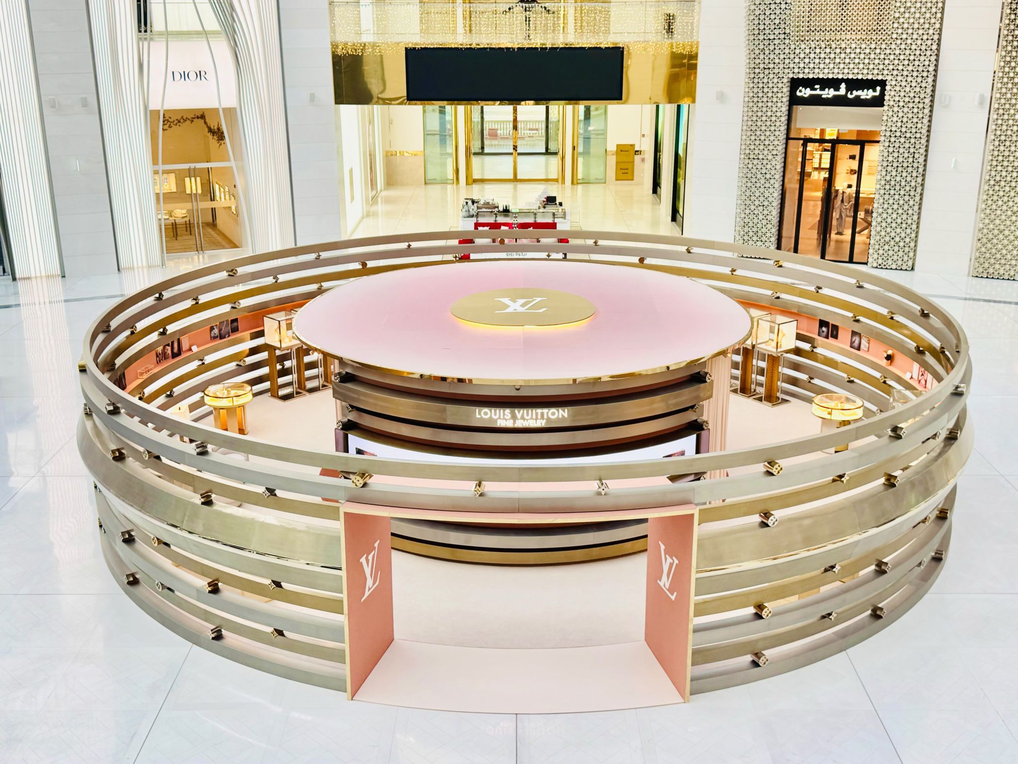 Circular Louis Vuitton fine jewelry pop-up at Place Vendôme Doha