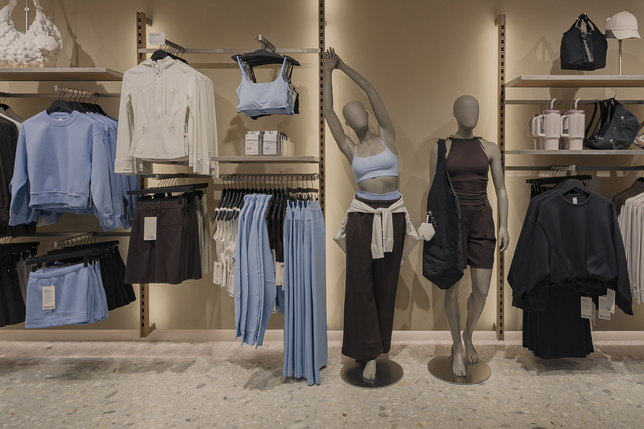 Apparel displays inside lululemon's first Austrian store in Vienna