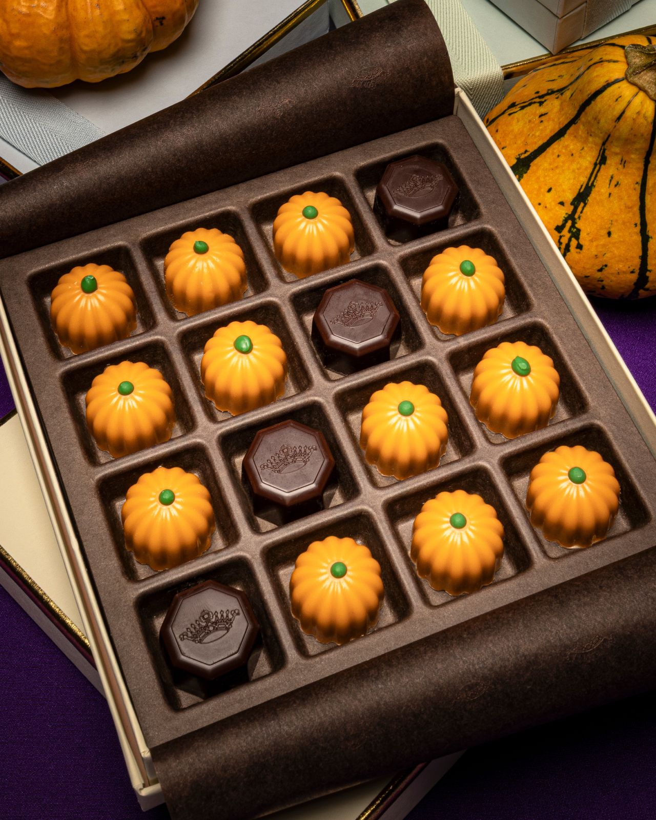 Marchesi 1824 Halloween pralines with pumpkin decorations