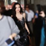 Angelababy arrives in a circular-detail dress for Marni's Spring/Summer 2027 show