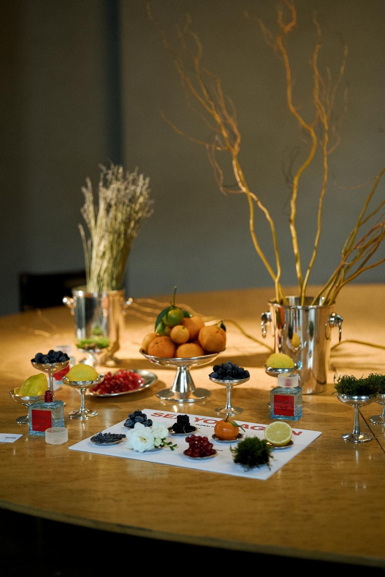 Fragrance ingredients displayed for the Milan workshop