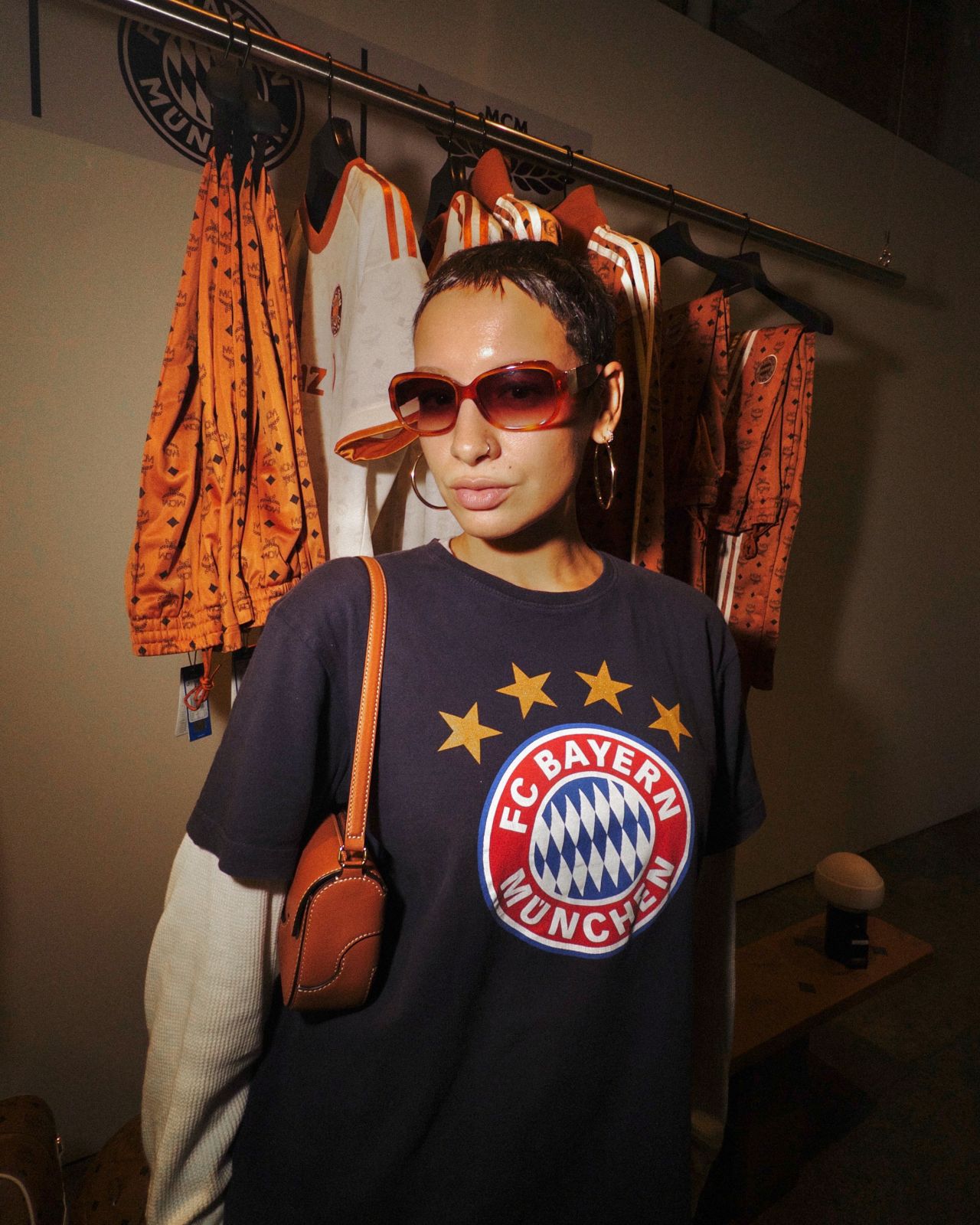 Guest wearing an FC Bayern shirt at the MCM Brooklyn gathering