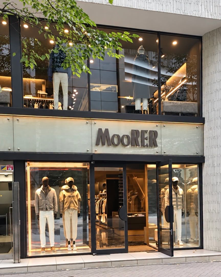 Facade and shop windows of MooRER’s Ginza boutique in Tokyo
