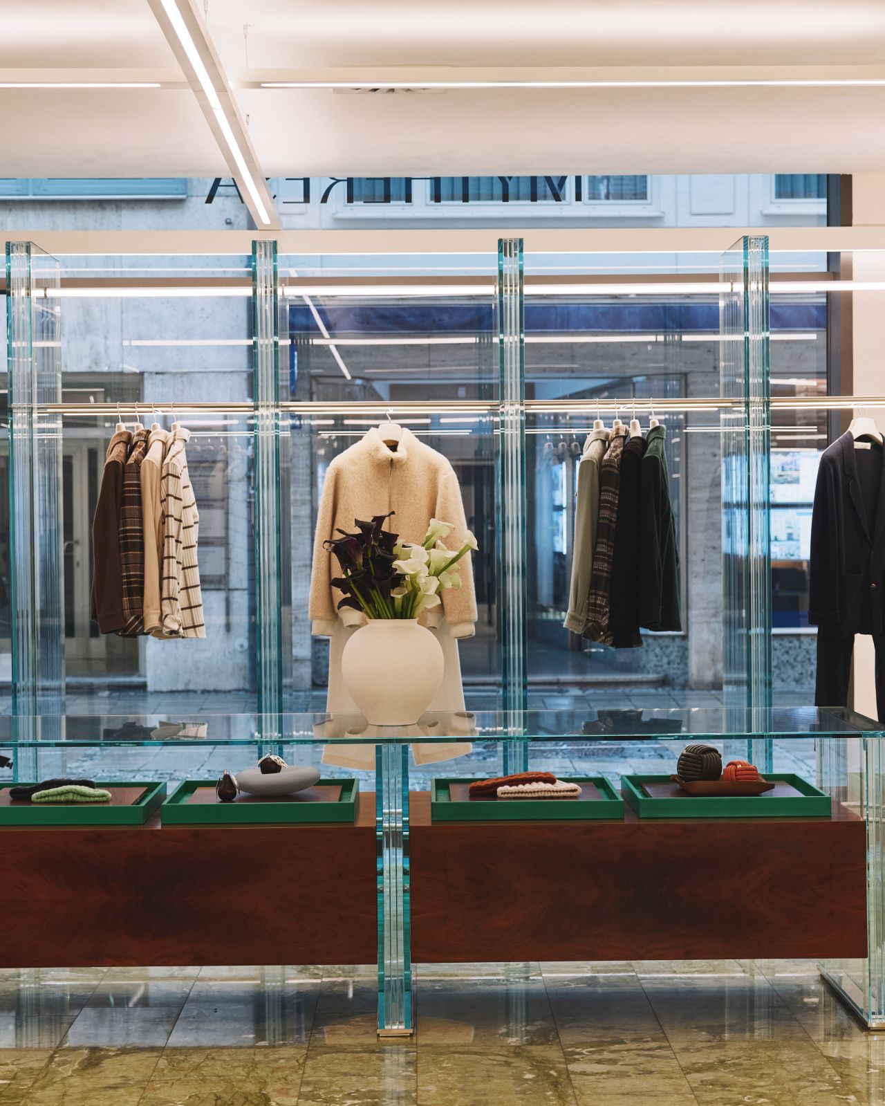 God's True Cashmere garments displayed inside the Mytheresa Munich store