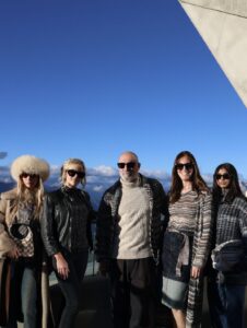 Guests gathered outdoors in the Dolomites